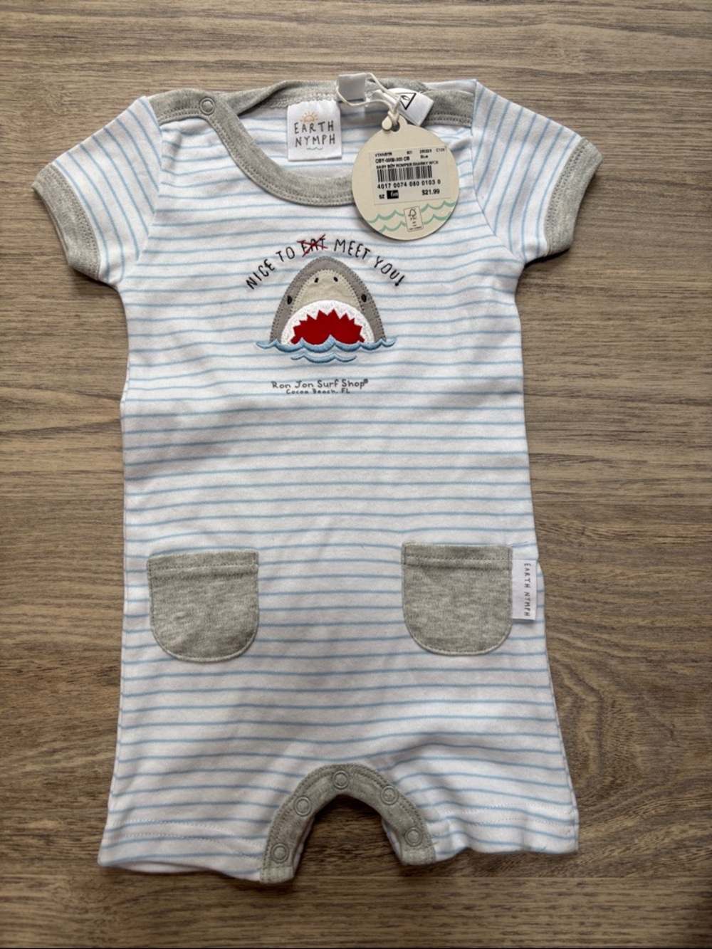 Baby Blue Striped Shark One-Piece